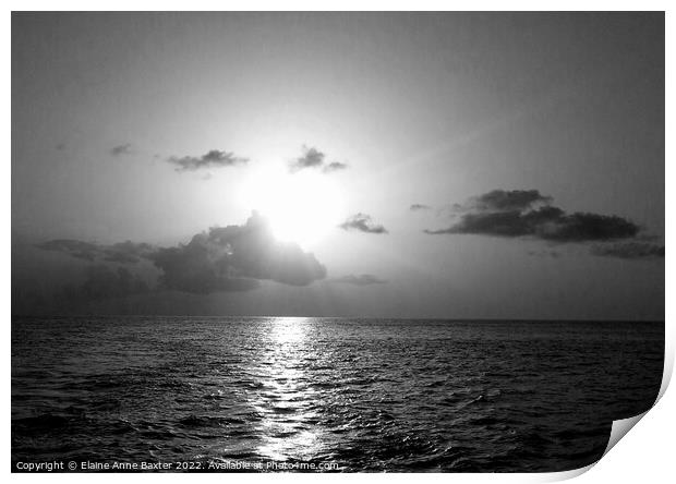 Sunset over Caribbean Sea Print by Elaine Anne Baxter