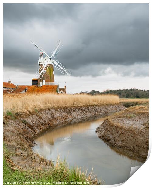 Majestic Cley Windmill on a Winter Morning Print by Terry Newman