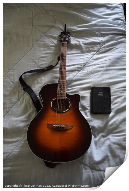 Guitar and Bible 1 Print by Philip Lehman