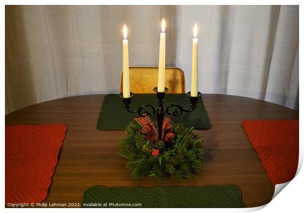 Christmas Candle Centerpiece Print by Philip Lehman