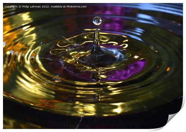 Water Droplet Gold 2 Print by Philip Lehman