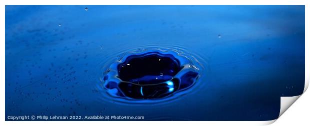 Blue Water Drops (32B) Print by Philip Lehman