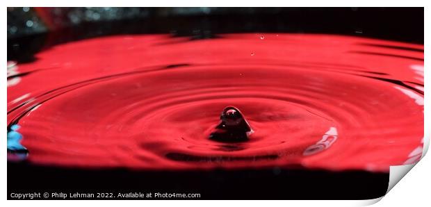 Red background water drops (41B) Print by Philip Lehman