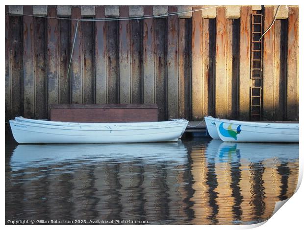 Harbour Boat reflections Print by Gillian Robertson