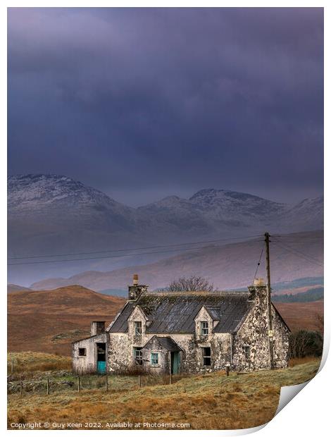 Storm Arwen Approaches the Abandoned Cottage Print by Guy Keen