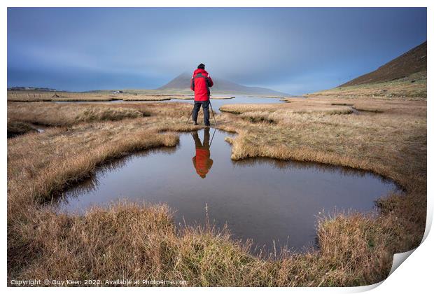 Photographer on the Salt Marsh Print by Guy Keen