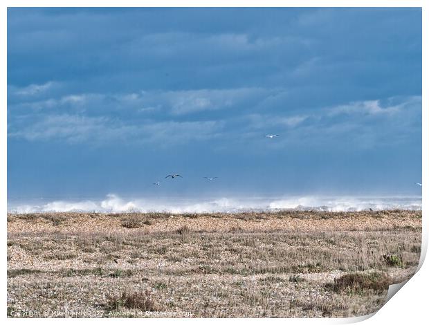 Storm Eunice on Lydd on Sea Beach, Romney Marsh Ke Print by Mike Hardy