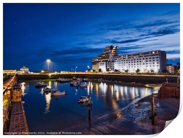 Harbour side hotel Folkestone Print by Mike Hardy