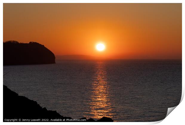 Orange Sunset - Clevedon Print by Jenny Leavett