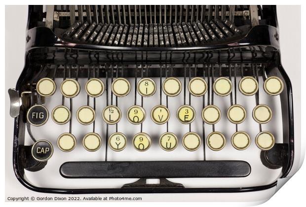 Old typewriter keys rearranged to say I LOVE YOU. Print by Gordon Dixon