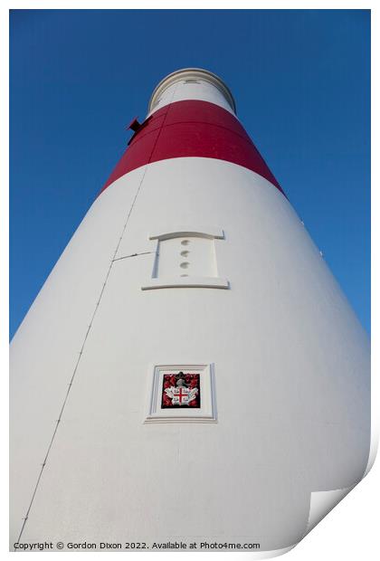 Looking towards the top of Portland Bill lighthouse Print by Gordon Dixon