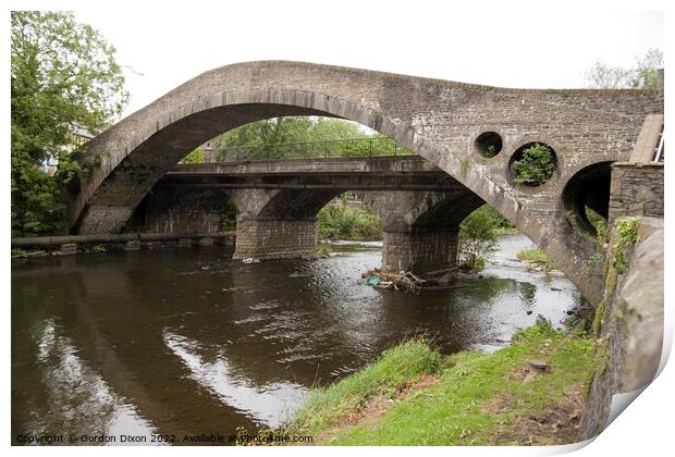 The 'Old Bridge' spanning the River Taff at Pontypridd, South Wales Print by Gordon Dixon
