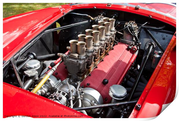 The V12 engine of a Ferrari 250 Testarossa Print by Gordon Dixon