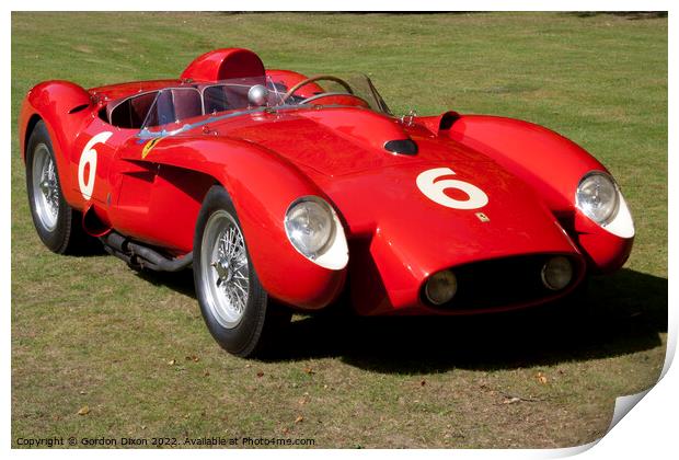 1957 Ferrari 250 Testarossa - front 3/4 view Print by Gordon Dixon