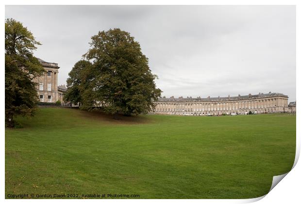 Royal Crescent. A sweeping arc of Georgian houses , Bath in Somerset Print by Gordon Dixon