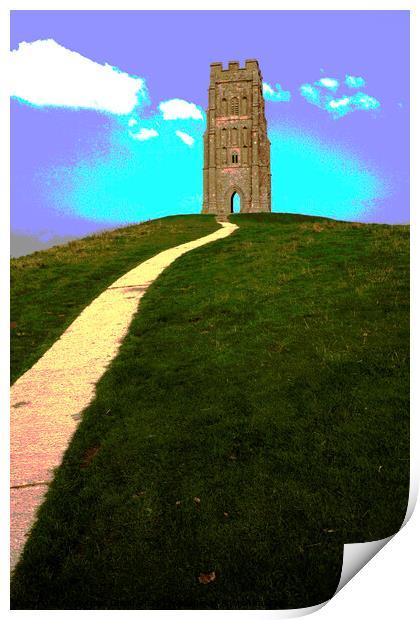 Posturized version of a path to Glastonbury Tor in Somerset Print by Gordon Dixon
