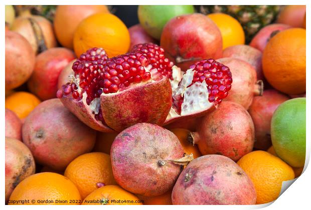 An opened pomegranate among fruit -Istanbul Print by Gordon Dixon