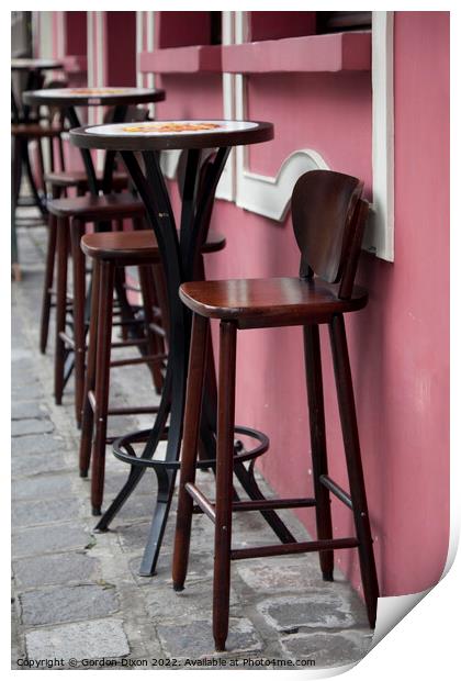 Seating outside a pink walled café' - Curitiba, Brazil Print by Gordon Dixon