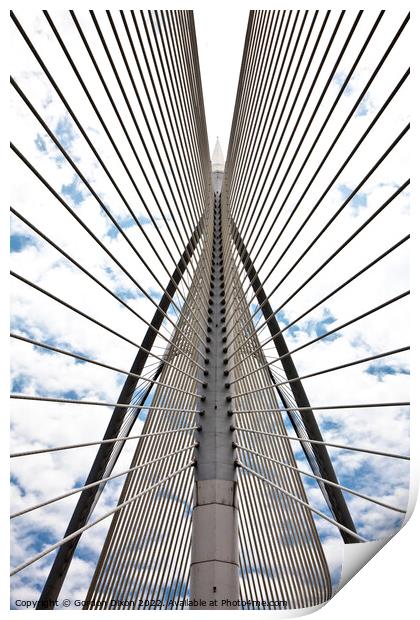 Symmetry of the Seri Wawasan suspension bridge, Putrajaya, Malaysia Print by Gordon Dixon