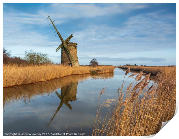 Brograve mill, Norfolk broads Print by andrew loveday