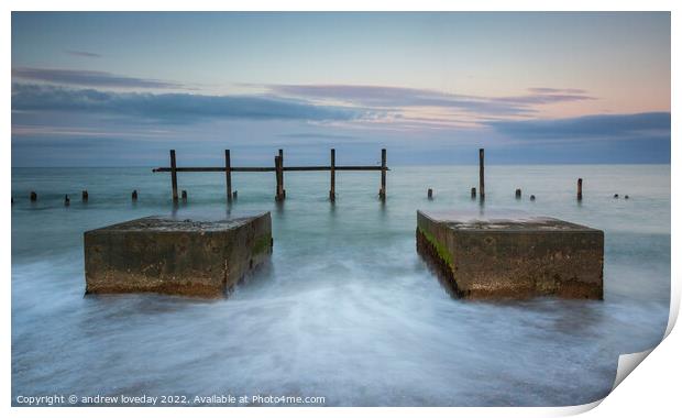 immovable Objects, Happisburgh beach, Norfolk Print by andrew loveday