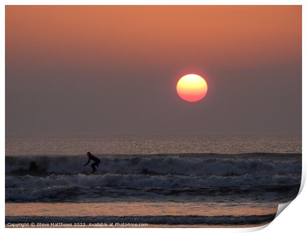 Westward Ho! Beach Sunset Print by Steve Matthews