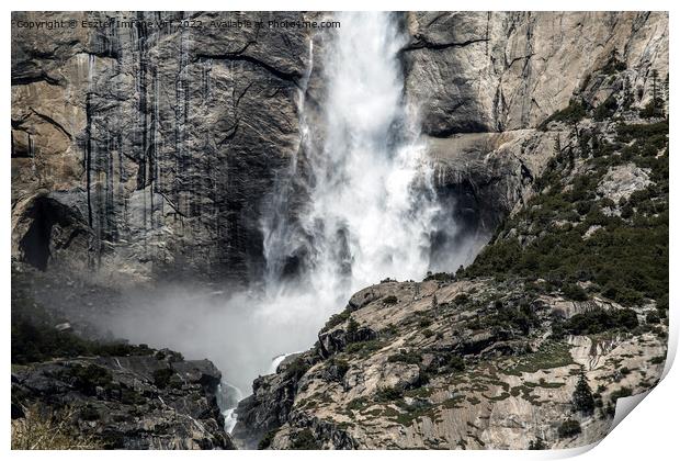 Waterfall in the Yosemite National Park Print by Eszter Imrene Virt