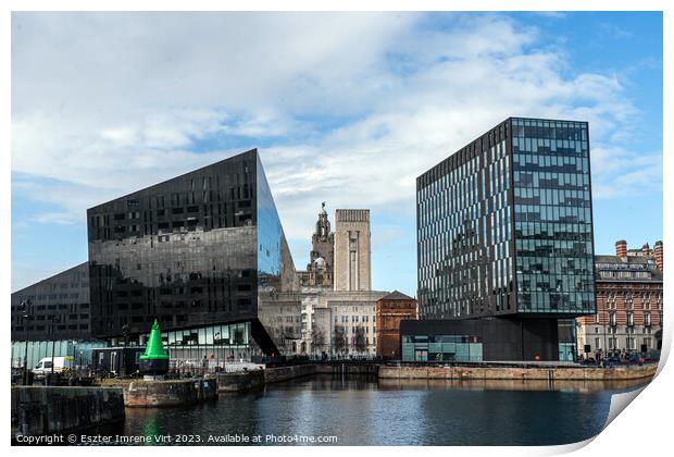 Modern and old architecture in Liverpool Print by Eszter Imrene Virt