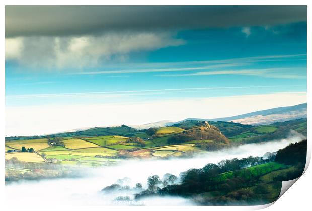 Carreg Cennen Castle in Winter Print by Chris Richards