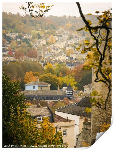 Autumn view of Bathwick Hill Print by Rowena Ko