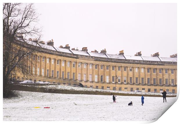 Royal Crescent in snow Print by Rowena Ko