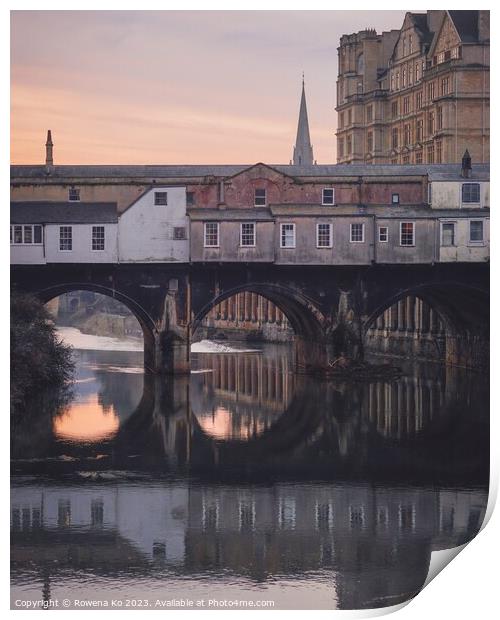 Morning Reflection of the Pulteney Bridge  Print by Rowena Ko