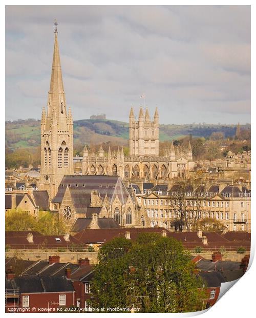 The view of Bath Abbey from Abbey View Gardens Print by Rowena Ko