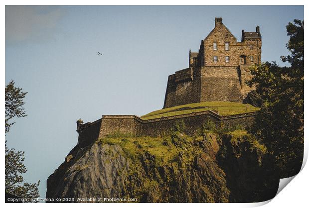 Edinburgh Castle Rising from Castle hill  Print by Rowena Ko