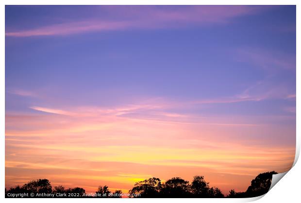 Sky and clouds at Sunset Print by Anthony Clark