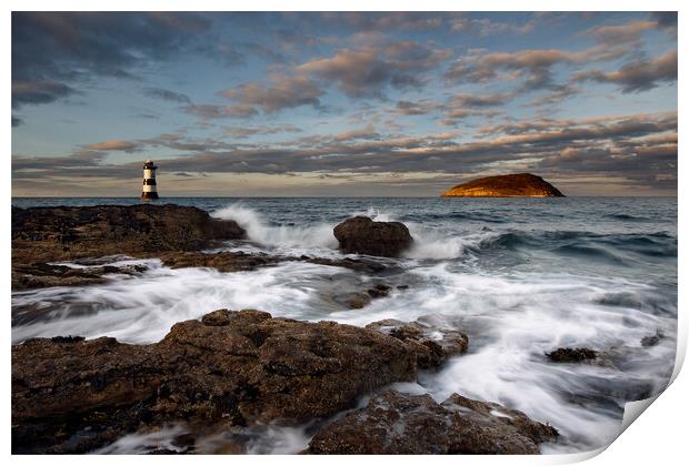 Trwyn Du lighthouse and Puffin Island Print by Dave Urwin