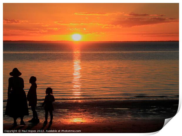 Sunset People Beach Print by Paul Hopes