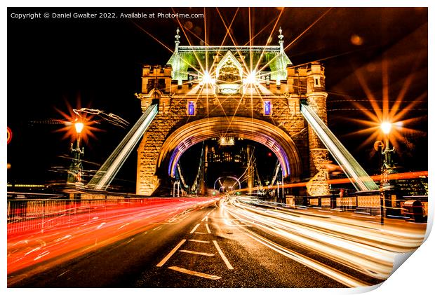 Tower Bridge Traffic by Night Print by Daniel Gwalter