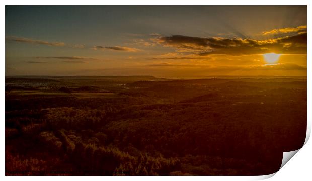 Sunset over Plym Bridge Woods Plymouth Print by Mark Radford