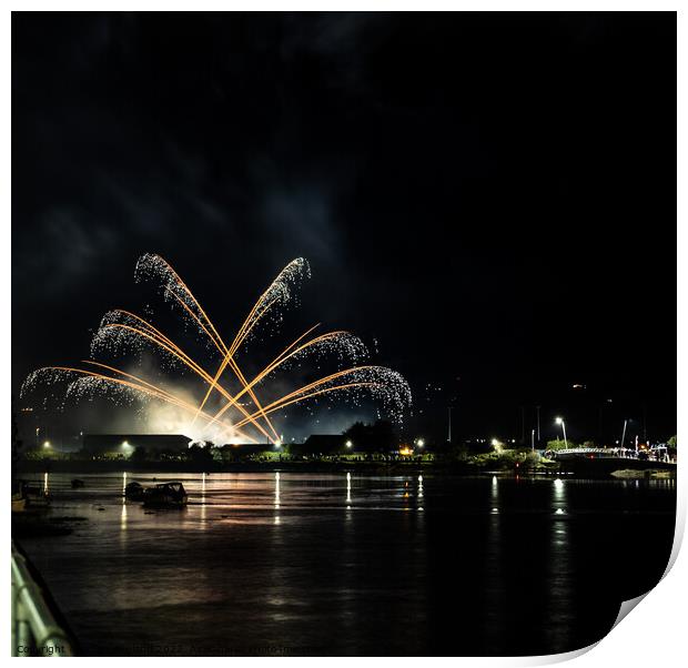 Fireworks over the river  Print by adam england