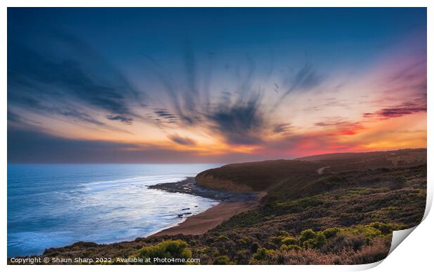 Sunset at Bells Beach Print by Shaun Sharp
