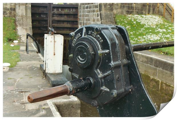 Detail of a canal lock paddle Print by Gareth Wild