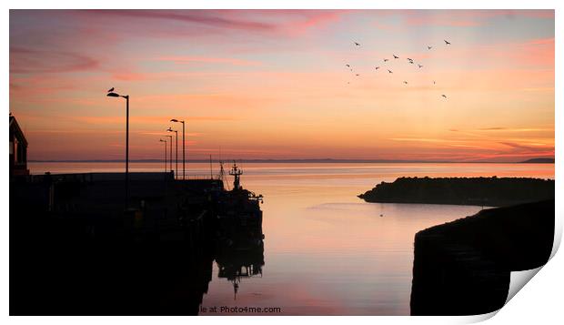 Sunset At Port William harbor Print by STEVEN CALCUTT