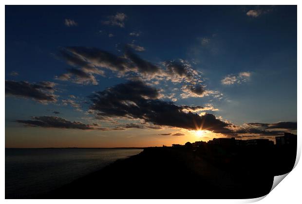 Sunset over Hordle Cliff, Milford on Sea, 28th May 2022 Print by Geoff Stoner