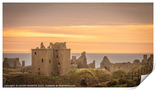 Majestic Sunrise at Dunnottar Castle Print by DAVID FRANCIS