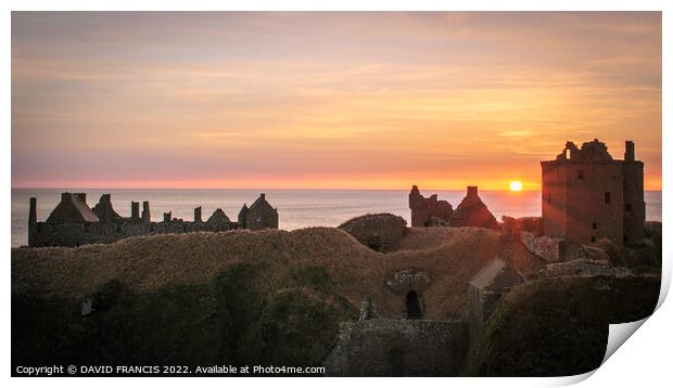 Majestic Sunrise at Dunnottar Castle Print by DAVID FRANCIS