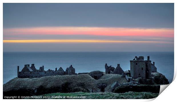 Dunnottar Castle A Timeless Sunrise Print by DAVID FRANCIS