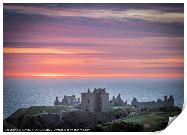 Ancient Fortress Bathed in Sunrise Glow Print by DAVID FRANCIS