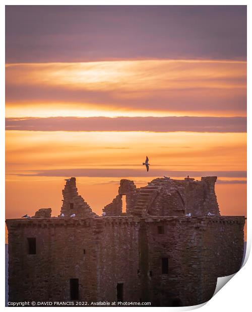 Majestic Sunrise over Dunnottar Castle Print by DAVID FRANCIS