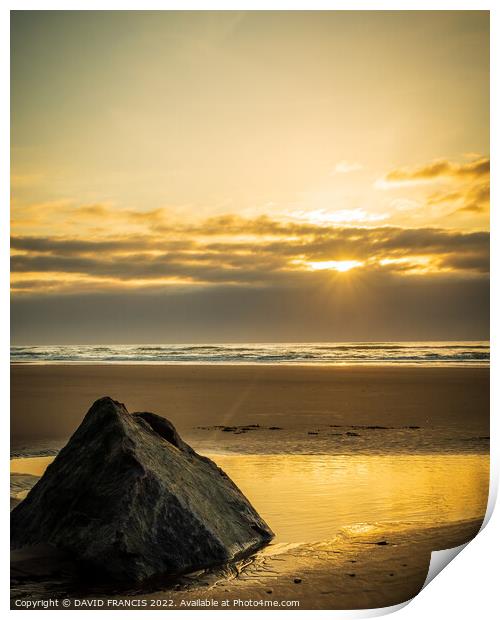 Golden Sunrise Reflected in Rock Pool Print by DAVID FRANCIS
